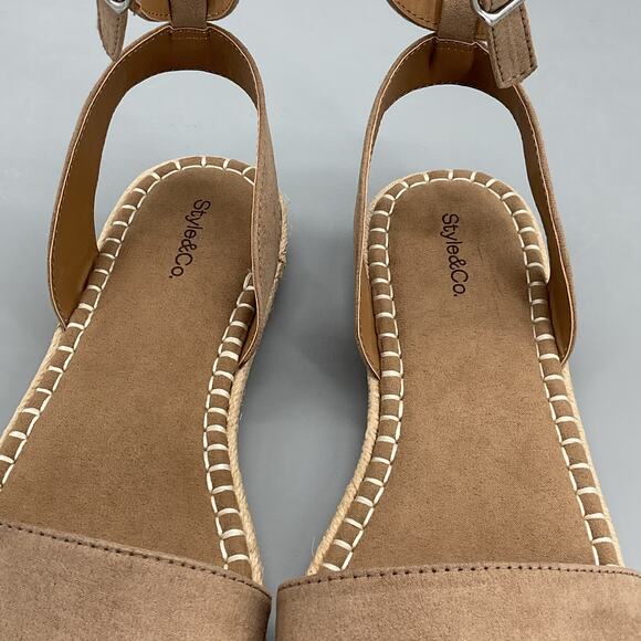 NEW Style & Co Women’s Peggyy Ankle Strap Espadrille Flat Sandal Taupe Size 9.5M - Picture 6 of 10